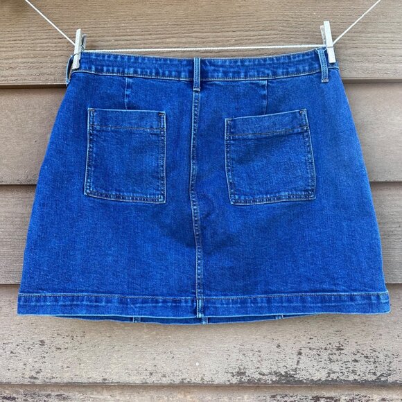Old Navy Womens Denim Mini Skirt Size 16 Blue Cotton Blend With Pockets Casual E - Picture 4 of 8